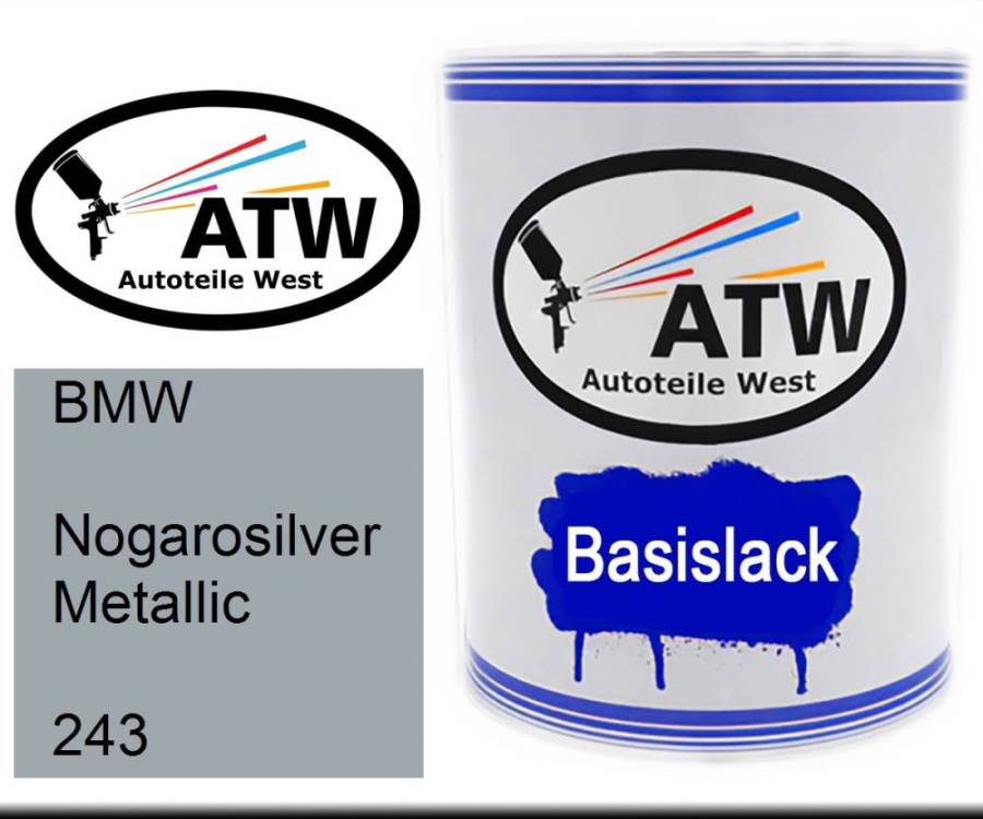 BMW, Nogarosilver Metallic, 243: 1L Lackdose, von ATW Autoteile West.